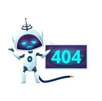 404 página con dibujos animados pantalla y gato robot vector