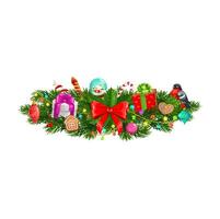 Christmas fir holiday tree branch decorations vector