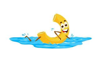 Cartoon pasta character swimming in sea water vector