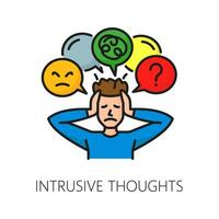 Mental health icon, intrusive thoughts problem vector