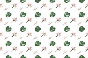 Monstera leaf arrangement as seamless pattern background vector