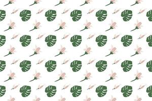 monstera leaf isolated as seamless pattern background vector