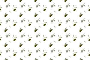 Olive bouquet with green leaf as seamless pattern background vector