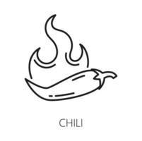 caliente chile pimienta vector aislado vegetariano línea icono