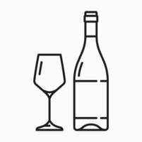 Dry white wine in bottle and glass, winery drink vector