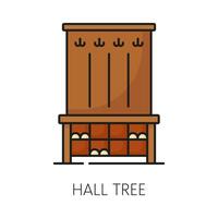 Hall tree furniture icon, home interior item vector