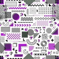 Memphis geometric minimal shapes seamless pattern vector