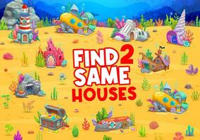 Find two same underwater house buildings in sea vector