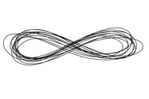 infinito firmar mano dibujado ilustración. líneas, forma eclosión grunge infinito símbolo antecedentes y textura aislado en blanco fondo, diseño elemento vector