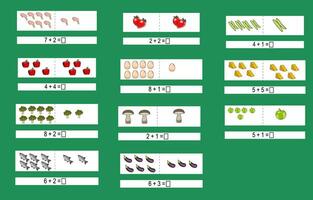 matemáticas actividad hoja, adición a 10, más lejos educación vector