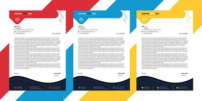 Corporate letterhead design template. Modern and creative letterhead template set.Red, blue, yellow vector
