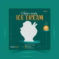 Ice cream food social media post design. vector