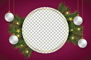 vector Navidad foto marco Navidad marco haz con pino rama Navidad pelota y estrella
