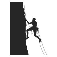 Mountain Climber Vector Silhouette Free, Rock climber black silhouette isolated on a white Background