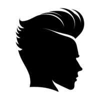 copete Corte de pelo silueta clipart, hombres pelo cortar vector, de moda elegante masculino peinado silueta vector