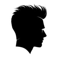 copete Corte de pelo silueta clipart, hombres pelo cortar vector, de moda elegante masculino peinado silueta vector