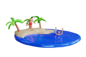 3D Illustration of Guard Beach Run to Rescue Drowning Man. Lifeguard Rescues Drowning Man png