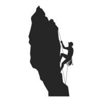 Mountain Climber Vector Silhouette Clipart, Rock climber black silhouette isolated on a white Background