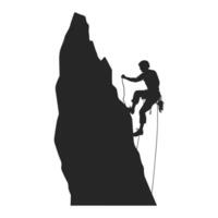 Mountain Climber Vector Silhouette Clipart, Rock climber black silhouette isolated on a white Background
