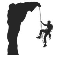 Mountain Climber Vector Silhouette Clipart, Rock climber black silhouette isolated on a white Background