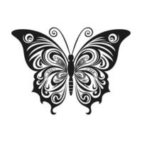 Butterfly Silhouette Vector illustration, Flying butterfly black silhouette, Monarch clipart isolated on a white background