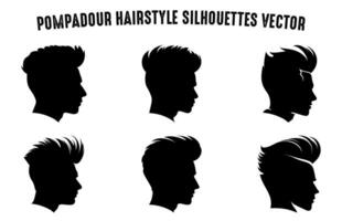 copete Corte de pelo silueta clipart manojo, hombres pelo cortar vector colocar, de moda elegante masculino peinado siluetas,