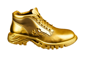 golden Schuh isoliert auf ein transparent Hintergrund. generativ ai png