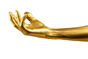 golden Hand isoliert auf ein transparent Hintergrund. generativ ai png