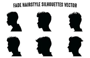 desvanecerse Corte de pelo silueta clipart manojo, hombres pelo cortar vector colocar, de moda elegante masculino peinado siluetas