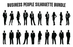 Business people vector Silhouettes Set, Corporate Men and Women silhouette Bundle