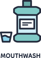 Mouthwash colored  icon with glass. PNG, transparent. png