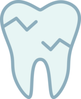 Tooth with a crack icon. Colored. Cracked enamel. PNG, transparent png