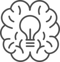 Brainstorming Linie Symbole. Gehirn, Idee. Lampe. zum ui, Netz, Design. png, transparent. png