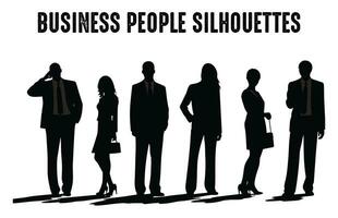 Free Business people Silhouettes vector Set, Corporate Men and Women silhouette Bundle isolated on a white background