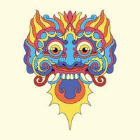 colorful dragon head design art vector