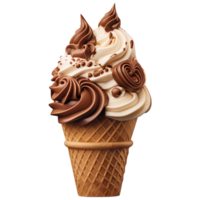 3d ícone baunilha e chocolate gelo creme em waffle cone png