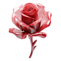 3d realistico rosso fiore rosa germoglio avvicinamento icona png