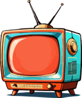 Old Television Cartoon Illustration AI Generative png