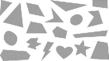 Dotted Halftone Pattern Collage Paper Cut Out Vector Shapes Set