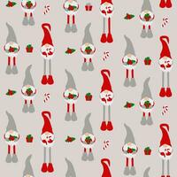 Cute Christmas pattern with gnomes. Seamless pattern with gnomes and Christmas things vector