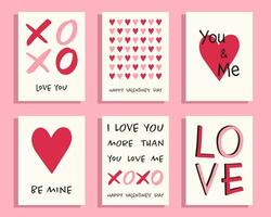 Valentine's day greeting cards set. vector