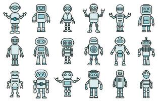 Humanoid robot icons set vector color
