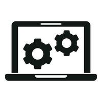 Update laptop soft icon simple vector. Pc fix vector