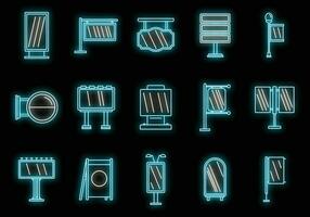 Outdoor advertising building icons set vector neon