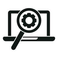 Search laptop service icon simple vector. Recovery tool vector