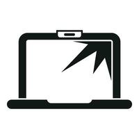 Laptop service broken screen icon simple vector. Update gadget vector