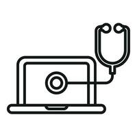 Laptop service stethoscope icon outline vector. Button tool vector