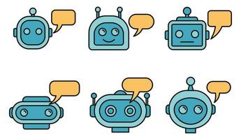 Chatbot ai icons set vector color