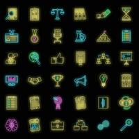 Corporate governance training icons set vector neon