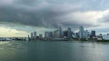 Miami Downtown Skyline and Bay at Sunset. Day to Night Time Lapse. United States of America video